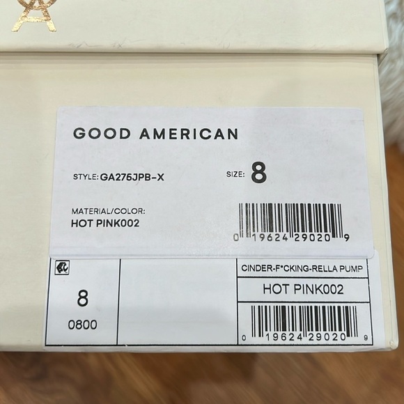 Good American Cinderella crystal pump hot pink stiletto heels size 8 new in box - Picture 11 of 12
